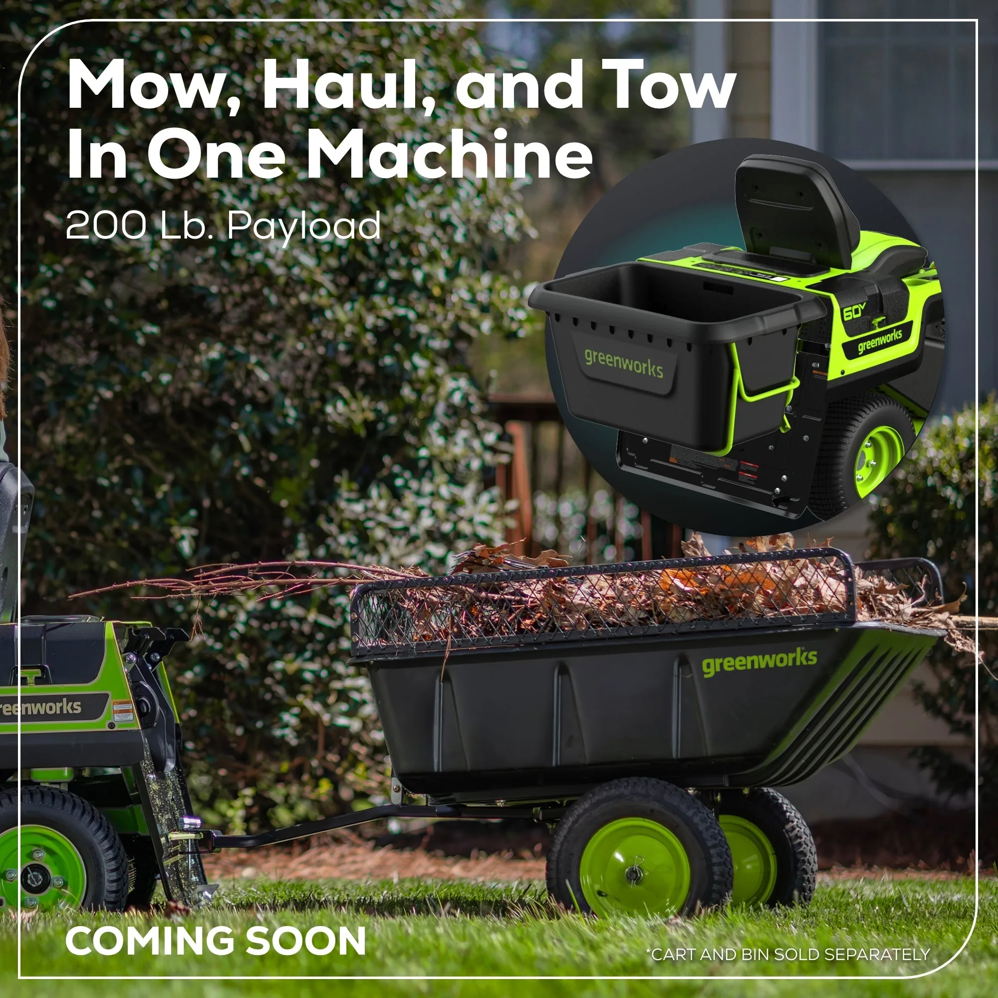 60V 30” CrossoverT Riding Lawn Tractor with (2) 8.0 Ah, (2) 4.0 Ah Batteries & 600-Watt Charger