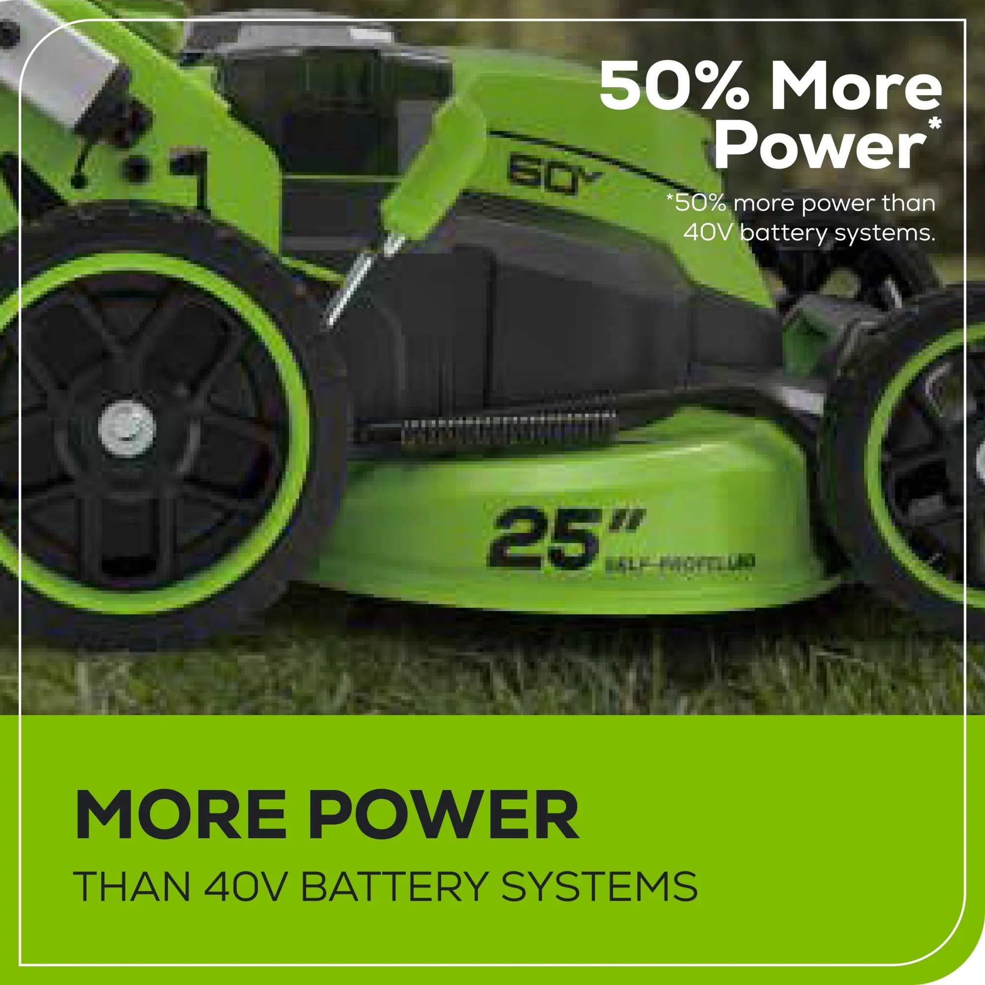 60V 25″ Dual Blade Self-Propelled Mower 5-pc Combo Kit, (3) 4.0 Ah Batteries, (1) Single Port Chargers and (1) Dual-Port Charger