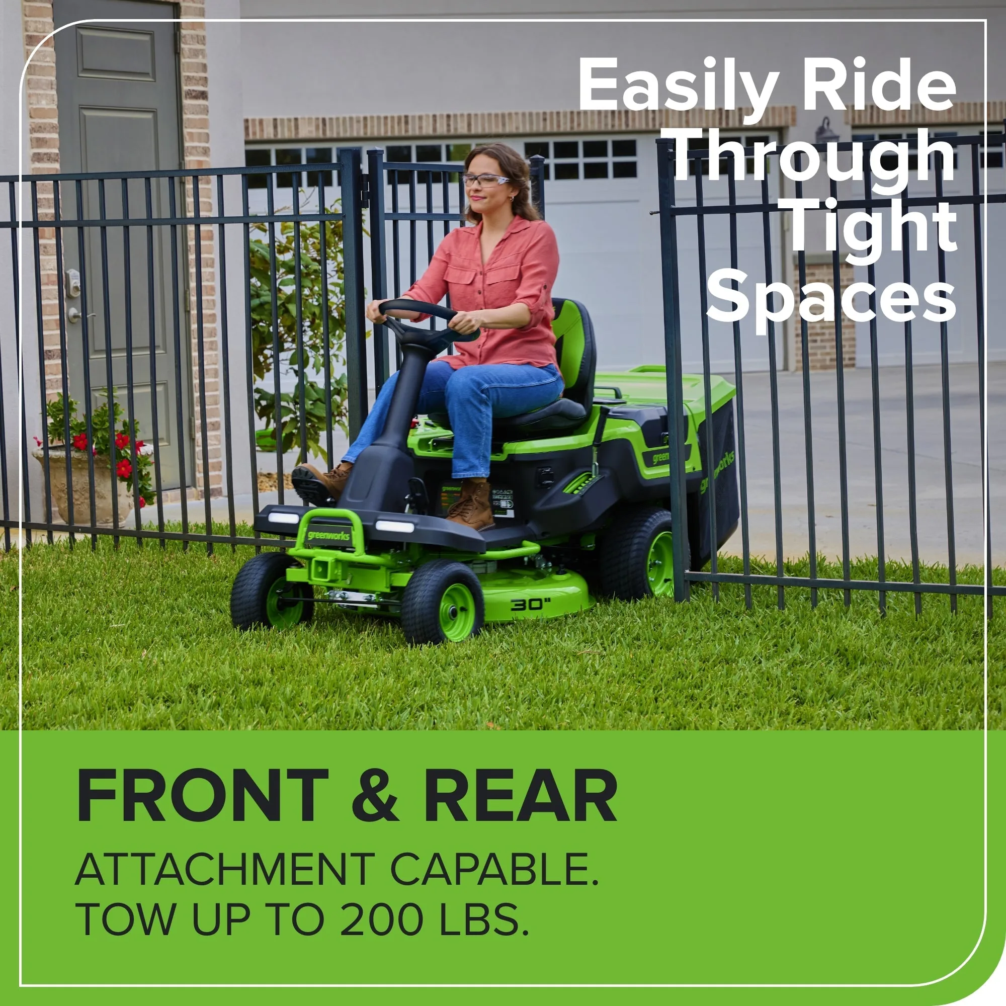 60V 30″ CrossoverT Riding Lawn Tractor with (4) 8.0 Ah Batteries and 600-Watt Charger