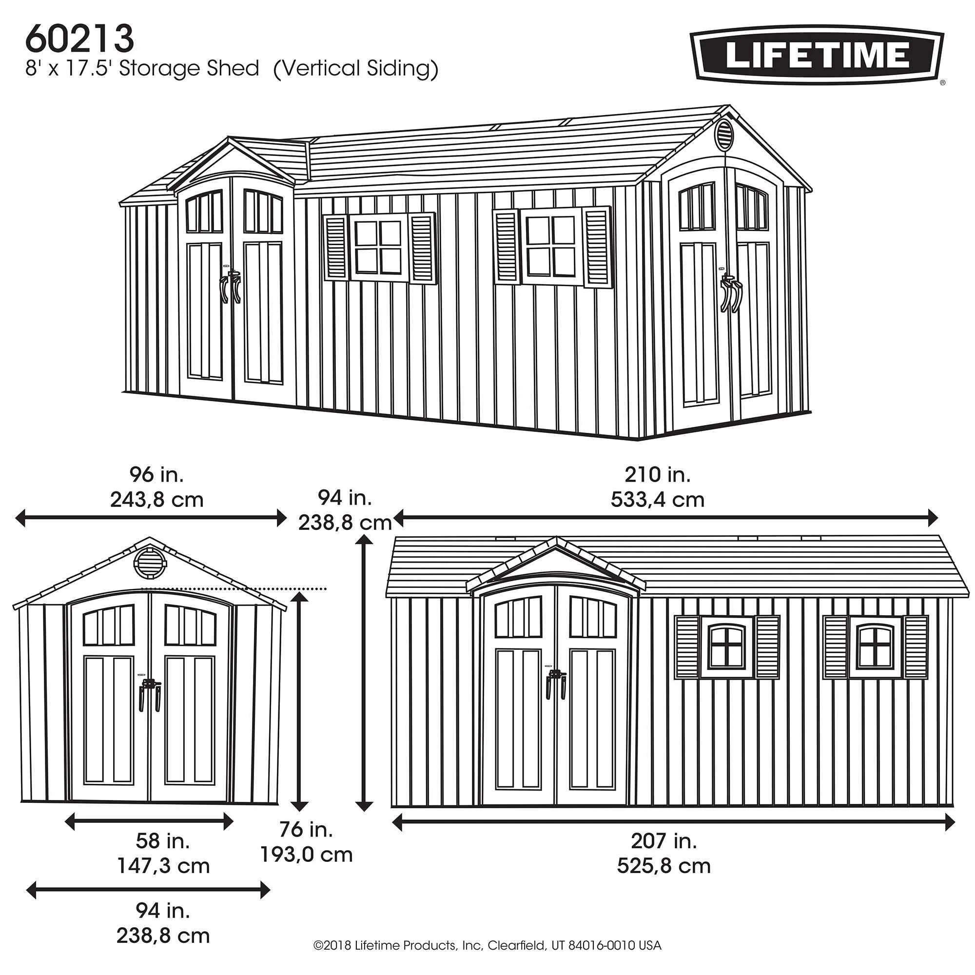Lifetime 17.5 Ft. X 8 Ft. Outdoor Storage Shed – 60213