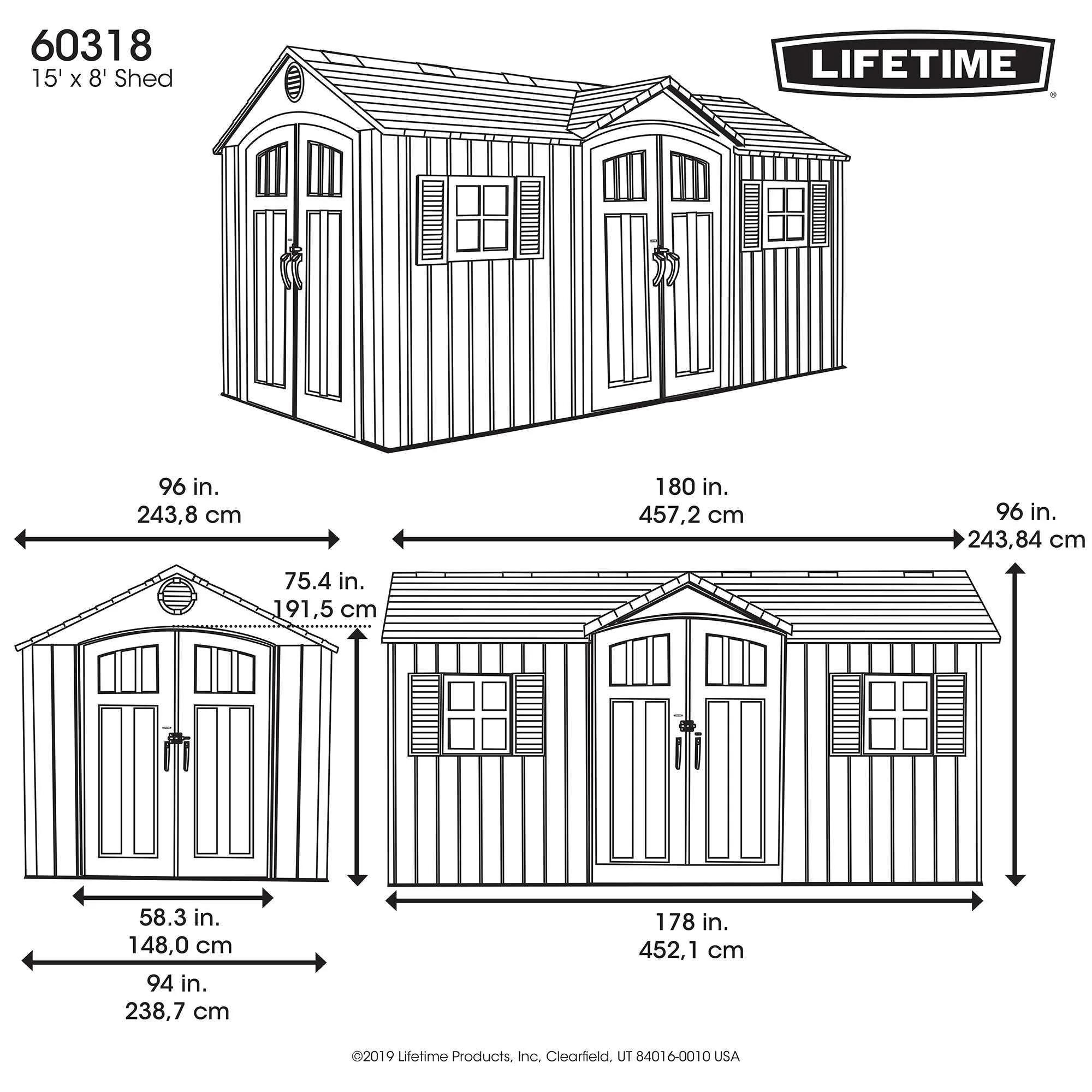 Lifetime 15 Ft X 8 Ft Outdoor Storage Shed – 60318