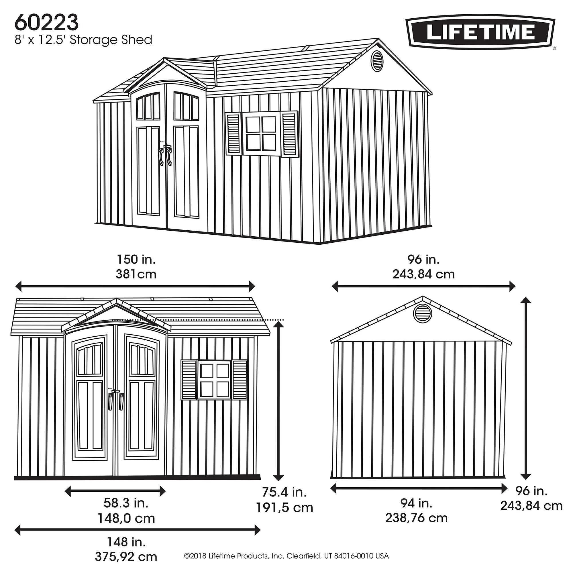 Lifetime 12.5 Ft. X 8 Ft. Outdoor Storage Shed – 60223