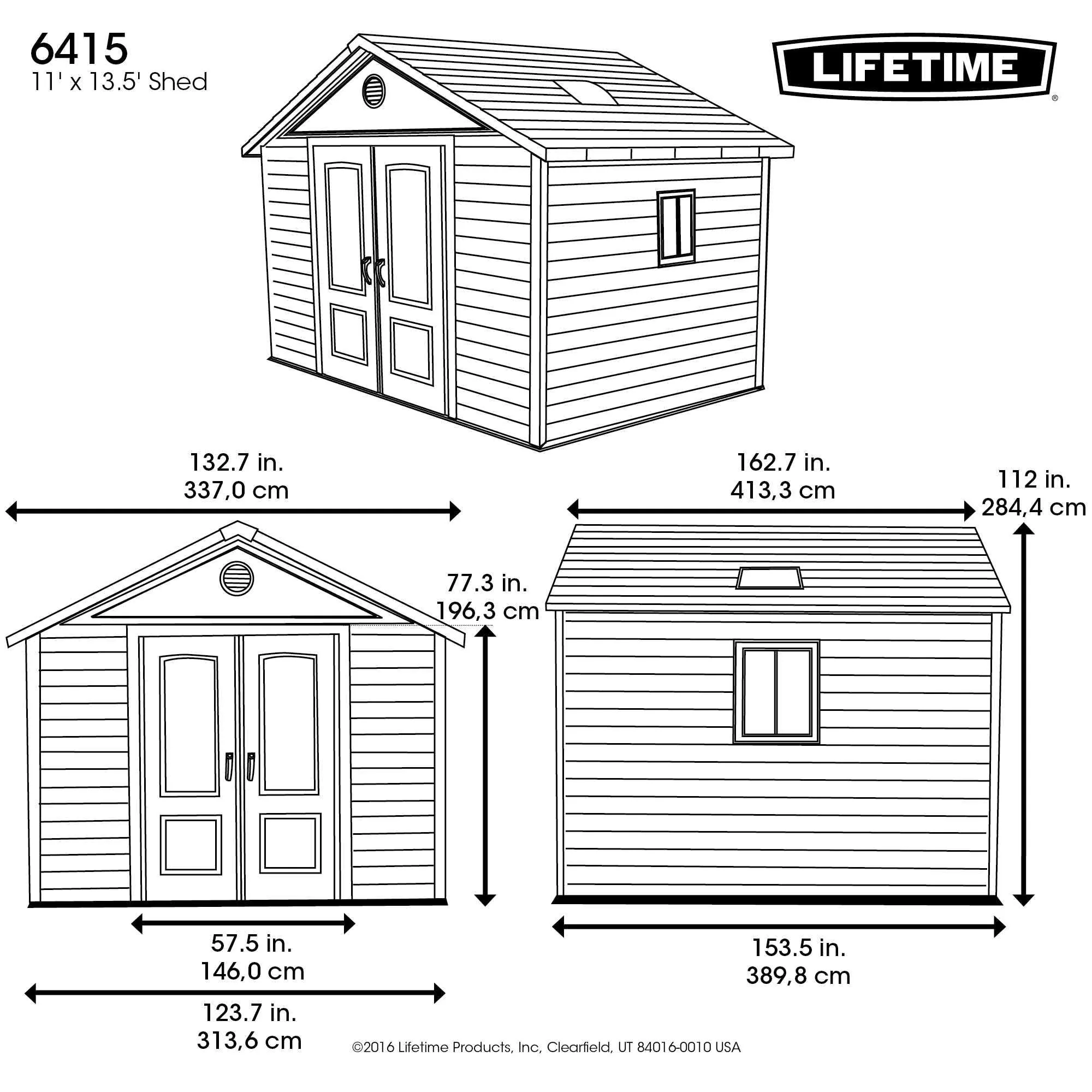 Lifetime 11 Ft. X 13.5 Ft. Outdoor Storage Shed – 6415