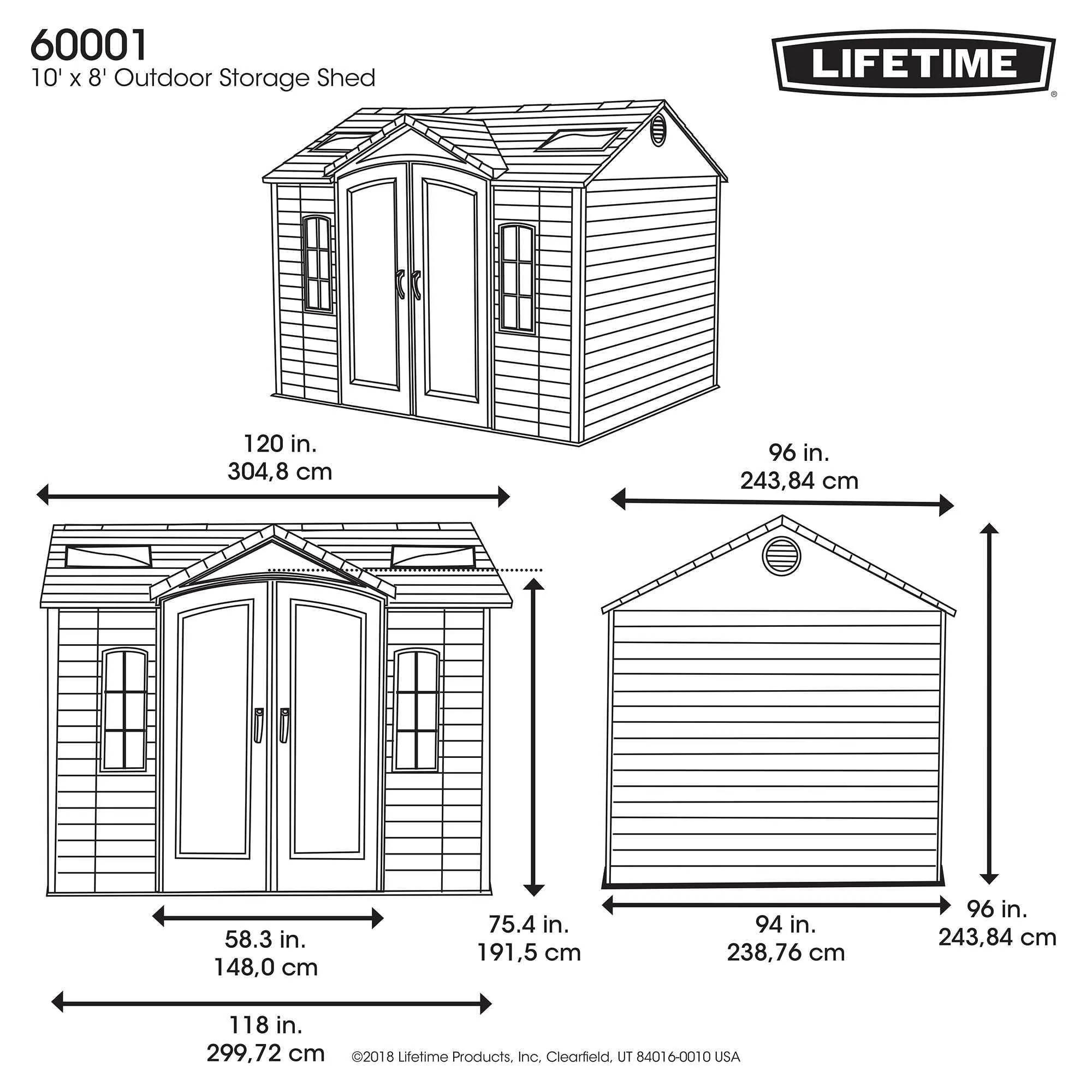 Lifetime 10 Ft. X 8 Ft. Outdoor Storage Shed – 60001
