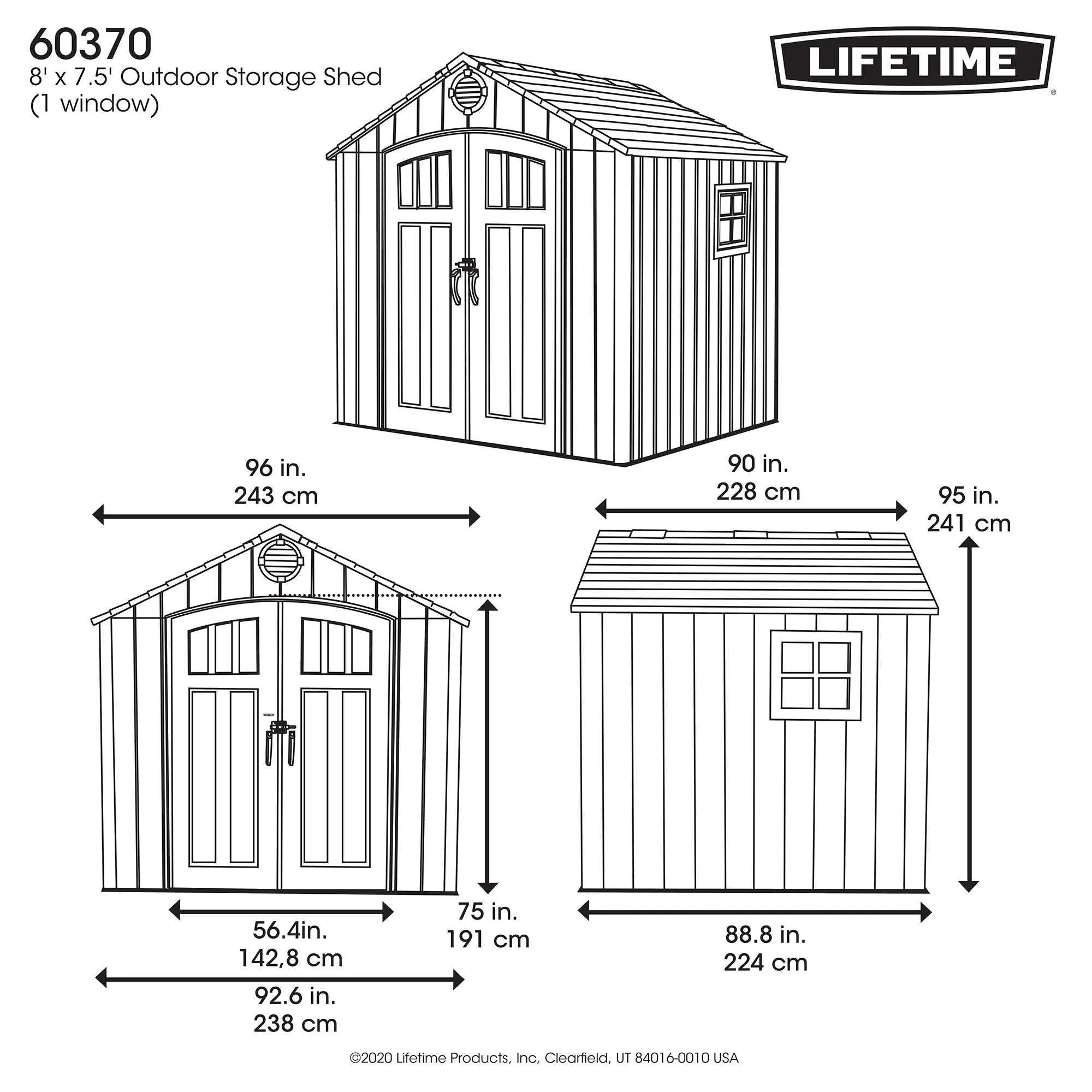 Lifetime 8 Ft. X 7.5 Ft. Outdoor Storage Shed – 60370