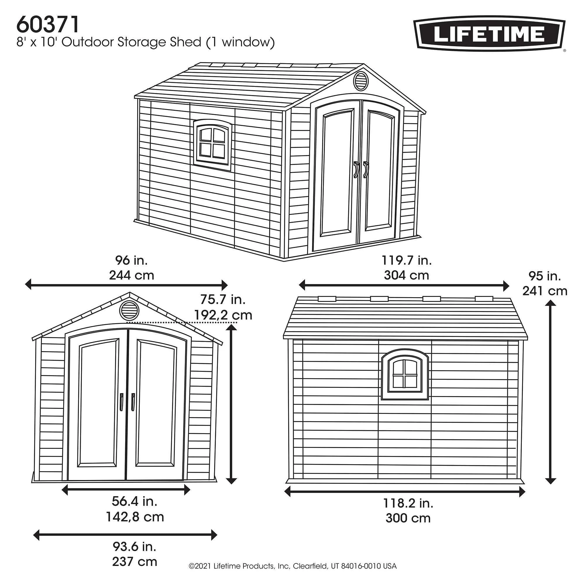 Lifetime 8 Ft. X 10 Ft. Outdoor Storage Shed – 60371