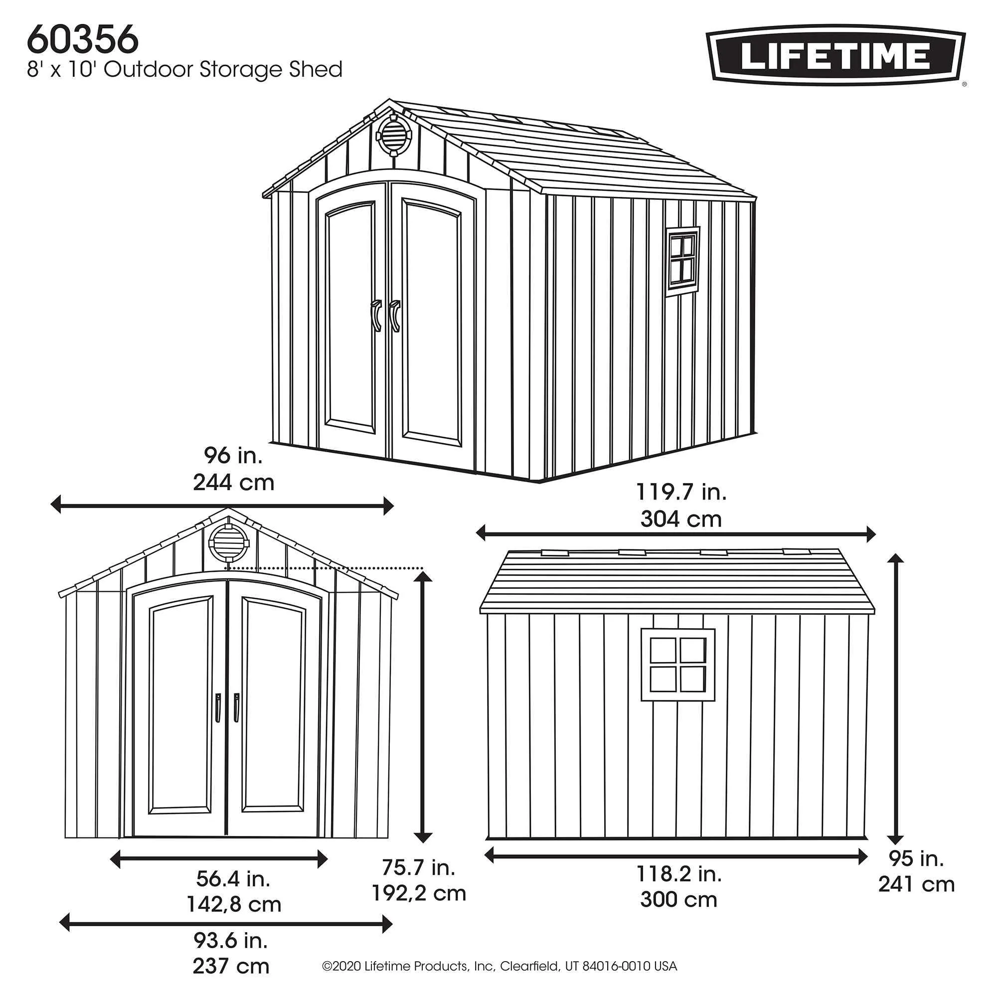 Lifetime 8 Ft. X 10 Ft. Outdoor Storage Shed – 60356