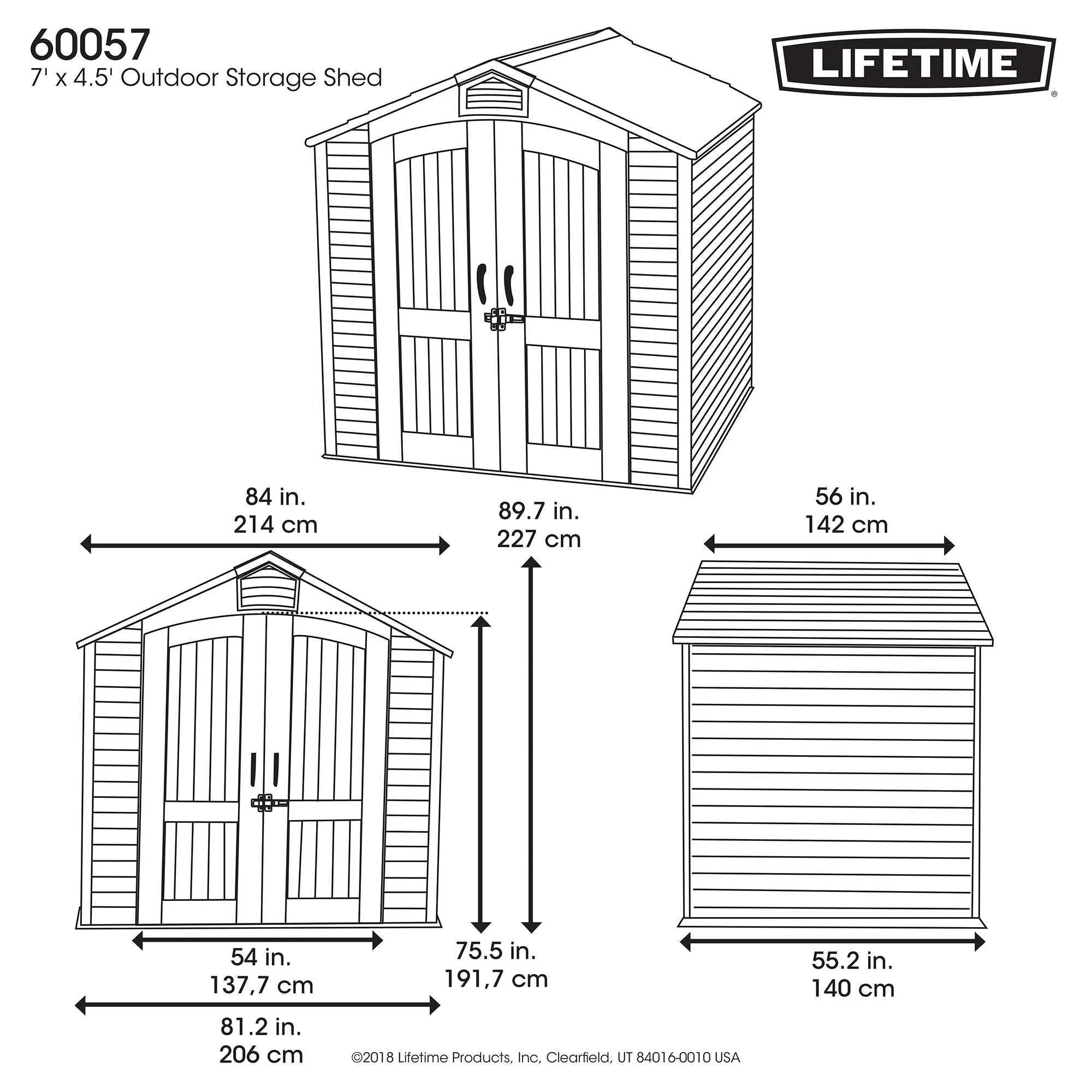 Lifetime 7 Ft. X 4.5 Ft. Outdoor Storage Shed – 60057